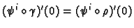 $\displaystyle (\psi^i\circ\gamma)'(0) = (\psi^i\circ\rho)'(0)
$